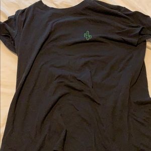 Black Short Sleeved Shirt/Green Cactus On Front